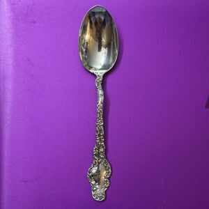 Antique Durgin Watteau Sterling Silver Teaspoon 1902 Monogram Floral 5.75" 22g